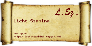 Licht Szabina névjegykártya